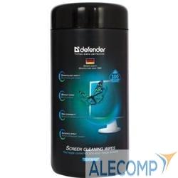 DEFENDER CLN 30320 Влажные чистящие салфетки для экранов в тубе, 100шт.