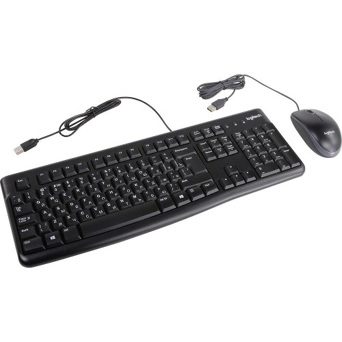 Комплект клавиатура + мышь Logitech Desktop MK120, черный, английская/русская