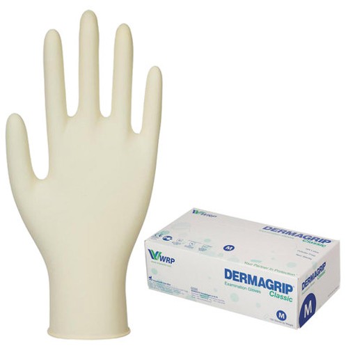Перчатки медицинские латексные DERMAGRIP &quot;Classic&quot;, D1502-10, КОМПЛЕКТ 50 пар (100 шт.), неопудренные, хлоринация