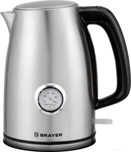 Чайник электрический  BRAYER 2200Вт.1,7 л, STRIX,стальной,термометр(BR1022)