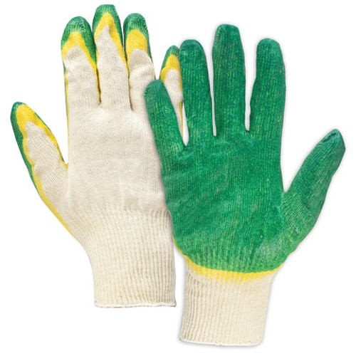 Перчатки рабочие хлопчатобумажные КОМПЛЕКТ 5 ПАР, 13 класс, 40-42 г, 100 текс, ДВОЙНОЙ латексный облив, ЛАЙМА ЛЮКС