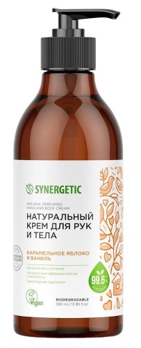 Крем для рук и тела SYNERGETIC Карамельное яблоко и ваниль 380 мл