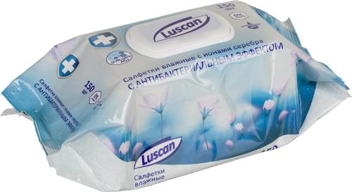 Салфетки влажные Luscan антибактериальные с крышкой 150шт/уп