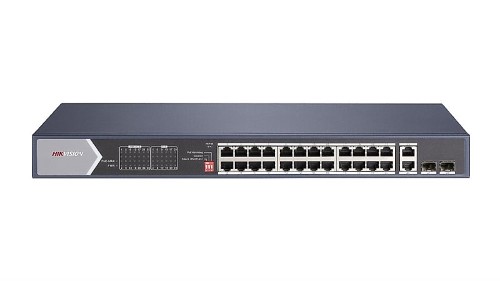 Неуправляемый PoE коммутатор DS-3E0528HP-E - 20 портов RJ45 1000M PoE + 4 порта RJ45 1000M HiPoE + 2 порта RJ45 1000M + 2 1000М SFP