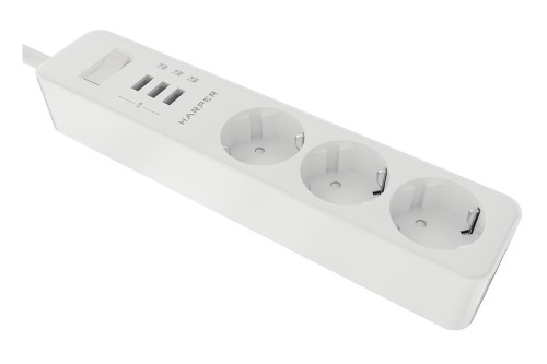 Сетевой фильтр HARPER UCH-325 White 3р/3м/3680W/16A/3xUSB/220-240V/50Hz