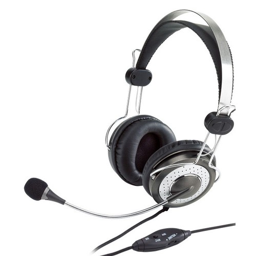 Гарнитура Genius HS-04SU, 2х mini jack 3.5mm, микрофон с шумоподавлением, поворачивающиеся чаши наушников, регулятор громкости на проводе