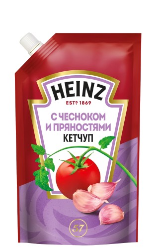 Кетчуп Heinz С чесноком и пряностями дой-пак, 320 г