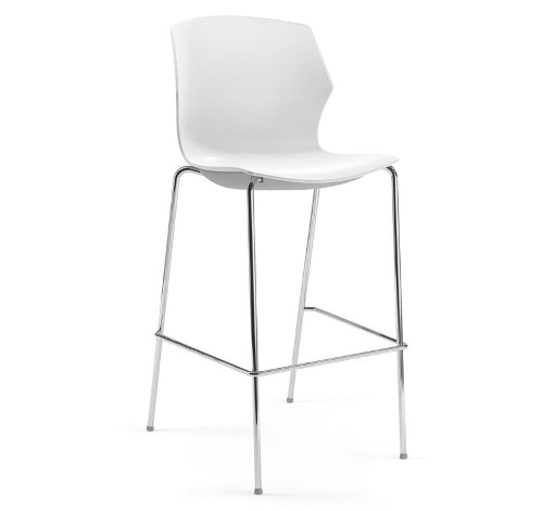 Кресло барное SOLE пластик салазки белый/хром