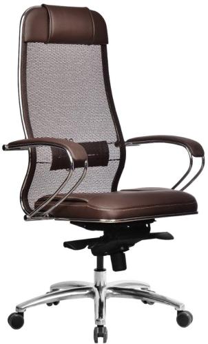 Кресло MT_Samurai SL-1.04 MPES, арм.сетка/кожа темно-коричневый (312421712)