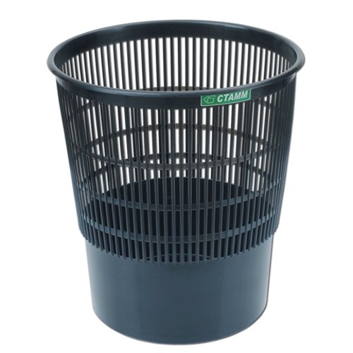 Корзина для бумаг БОЛЬШАЯ, 18 л, сетчатая, черная, СТАММ КР01