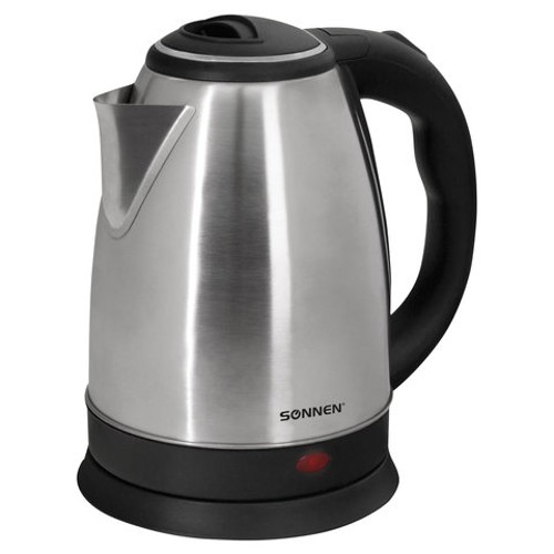Чайник электрический SONNEN KT-115, 1,5 л, 1500 Вт, закрытый нагревательный элемент, нержавеющая сталь, серебристый