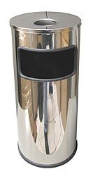 Урна металлическая уличная К250НН хром, с пепельницей, сталь 30л 25х60 см, Т15534