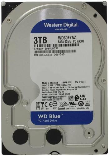 Жесткий диск WD Blue 3TB (WD30EZAZ) , SATA 3.5, 5400rpm 256MB