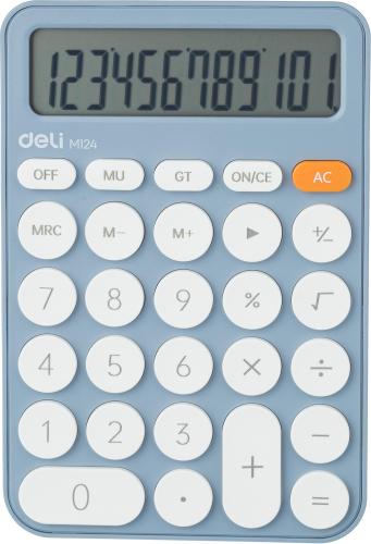 Калькулятор настольный КОМП. Deli EM124, 12-р, батар., 158x105мм, голубой
