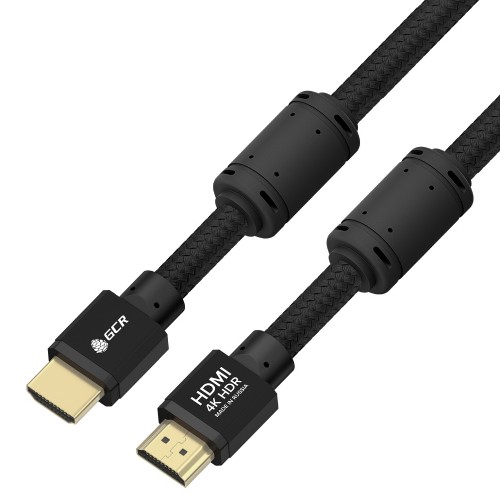 GCR Кабель PROF 12.0m HDMI 2.0, черный ECO Soft капрон, AL корпус черный, фер. кольца, HDR 4:4:4, Ultra HD, 4K 60Hz/5K*30Hz, 3D, 18.0 Гбит/с, 28AWG, GCR-54992 Greenconnect GCR-54992