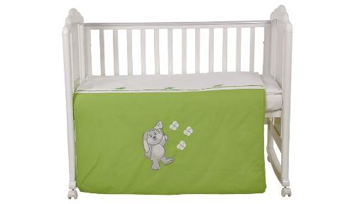 Комплект постельного белья Polini kids &quot;Зайки&quot; 120х60, зеленый