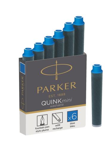 Картридж чернильный для перьевой ручки PARKER QUINK SHORT синие 6шт 1950409
