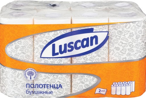 Полотенца бумажные LUSCAN 2-сл.,с тиснением, 8рул./уп