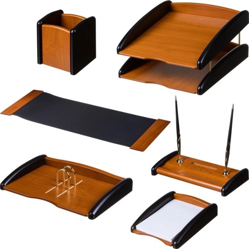 Настольный набор для руководителя 6M-3A, 6 предметов, МДФ коричневый/чёрный Настольный набор для руководителя 6M-3A, 6 предметов, МДФ коричневый/чёрный