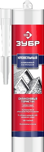 ЗУБР 280 мл, прозрачный, кровельный силиконовый герметик, Профессионал (41238-2)