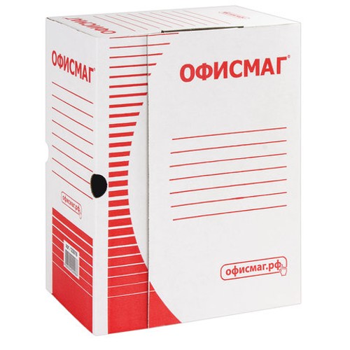 Короб архивный А4 с клапаном (260х325 мм), 150 мм, до 1400 листов, плотный, микрогофрокартон, БЕЛЫЙ, ОФИСМАГ 123018