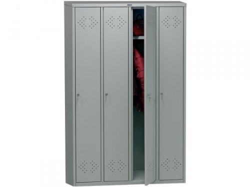 Шкаф металлический для одежды ПРАКТИК LS-41 четырехсекционный, 1830х1130х500 мм, 55 кг, разборный