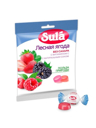 Леденцы Sula Лесная ягода без сахара, 60г