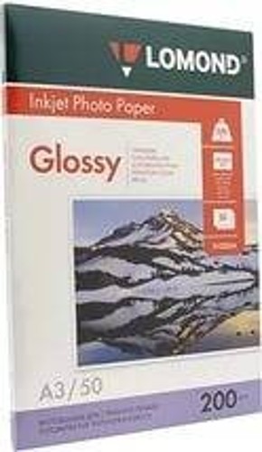 Фотобумага LOMOND Односторонняя Глянцевая, 200г/м2, A3 (29,7X42см) 50л. для струйной печати.