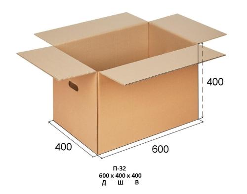 Гофрокороб картонный с ручками 600x400x400 П32 бурый 10 шт./уп