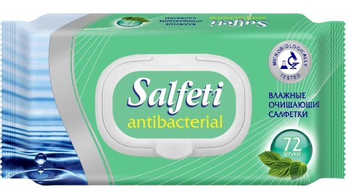 Салфетки влажные Salfeti Antibac 72шт/уп антибактериальные с клапаном 48397