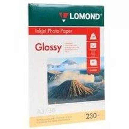 Фотобумага LOMOND Односторонняя Глянцевая, 230г/м2, A3 (29,7X42см) 50л. для струйной печати.
