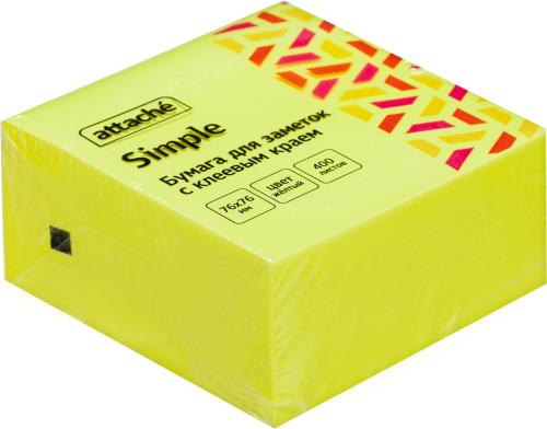 Стикеры Attache Simple куб 76х76, желтый неон 400 л