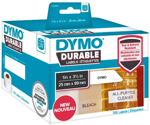 Этикетки адресные для принтеров DYMO Label Writer, стойкие к разрыву, 25 мм х 89 мм, 700 штук Рулон, (1 шт/уп) (DYMO1933081)