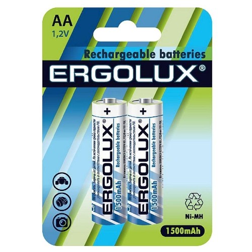 Аккумулятор Ergolux AA-1500mAh Ni-Mh 2шт/бл(NHAA1500BL2,1.2В)(12975)