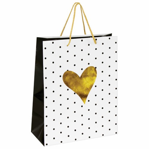 Пакет подарочный (12 шт), 26x12,7x32,4 см, ЗОЛОТАЯ СКАЗКА "Золотое сердце", ламинированный
