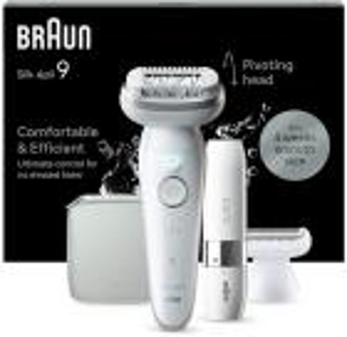 Эпилятор и электробритва для женщин Braun S9 Silver SmartTouch, с FS1000, с косметичкой, белый/серебристый (SES 9-341)