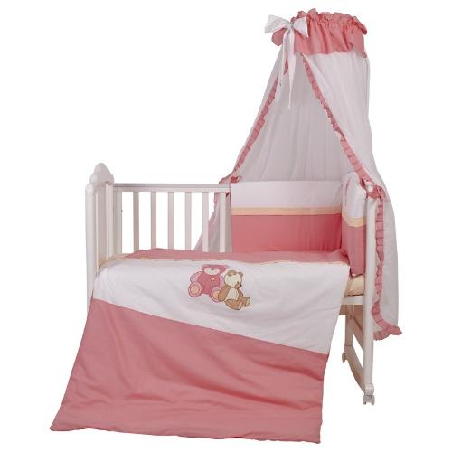 Комплект в кроватку Polini kids &quot;Плюшевые мишки&quot; 7 предметов, розовый 120х60