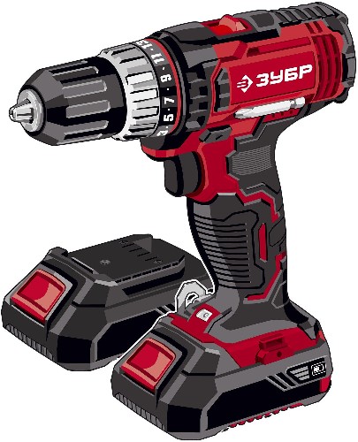 ЗУБР С1-18, 18 В, 40 Н·м, 2 АКБ (2 А·ч), ударная дрель-шуруповерт, кейс (ДШУ-185-22)