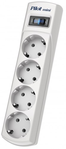 Сетевой фильтр Pilot Mini 4 розетки (евро с заземлением), 10А/2.2кВа, автомат, 1.8 м ZIS Pilot Mini (1.8 м, 4 розетки)