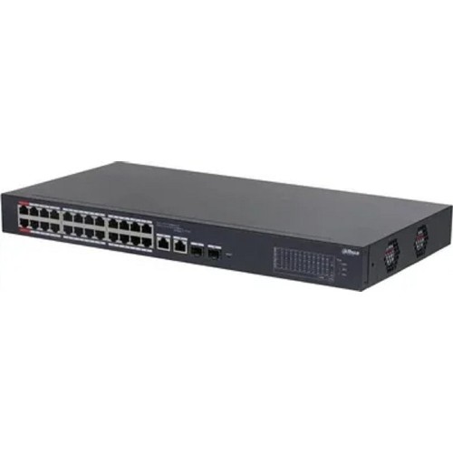 DAHUA DH-CS4226-24ET-240 24-портовый облачный управляемый коммутатор с PoE, 24xRJ45 100Mb, 2хКомбо SFP/RJ45 1Gb, суммарно 240Вт, коммутация 8.8 Гбит/с, MAC-таблица 8К