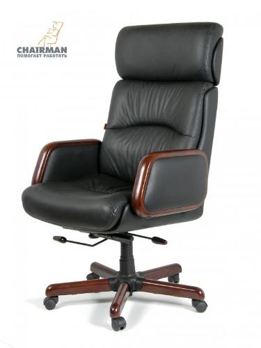 Офисное кресло Chairman 417 кожа черная