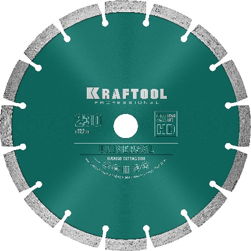 KRAFTOOL LASER-UNIVERSAL 230 мм (22.2 мм, 10х2.8мм), алмазный диск (36680-230)