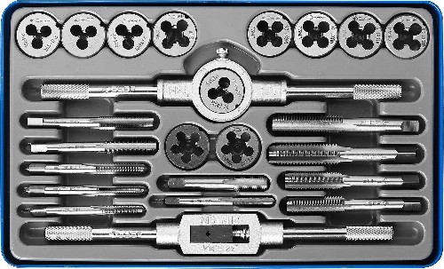 ЗУБР 24 предмета, сталь Р6М5, набор метчиков и плашек, Профессионал (28110-H24)