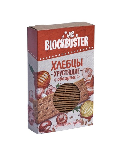 Хлебцы Blockbuster хрустящие с грибами и луком, 130г