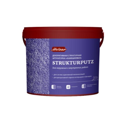 Holzer Strukturputz K Штукатурка декоративная структурная "Камешковая", K 15, ведро 25 кг, зерно 1,5 мм, Белый