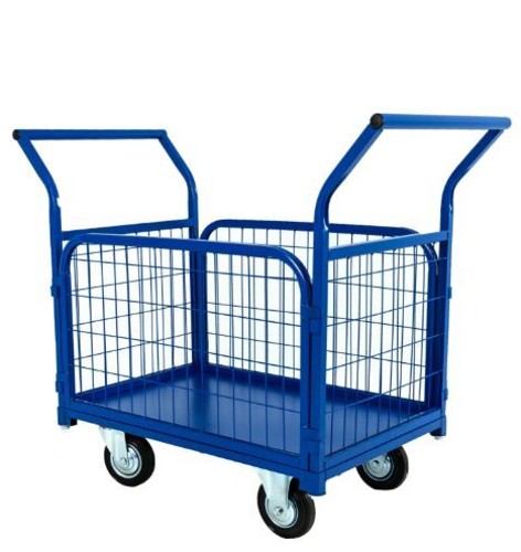 Тележка платформенная 700х1200мм 435кг с бортами из сетки и двумя ручками (колеса 160 мм), TOR ТП-3С