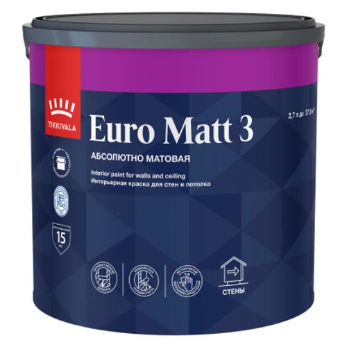 Краска Tikkurila Euro Matt 3 Абсолютно матовая 9 л