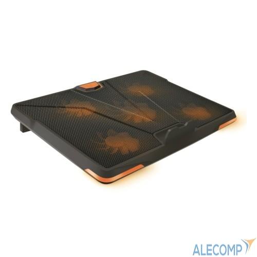 CROWN  Подставка для ноутбука CMLS-133 ( до 19" Размер 390*295*30 мм , кулеры: D110mm*1+ D85mm*4, оранжевая led подсветка, регулятор скорости, 3 уровня наклона)