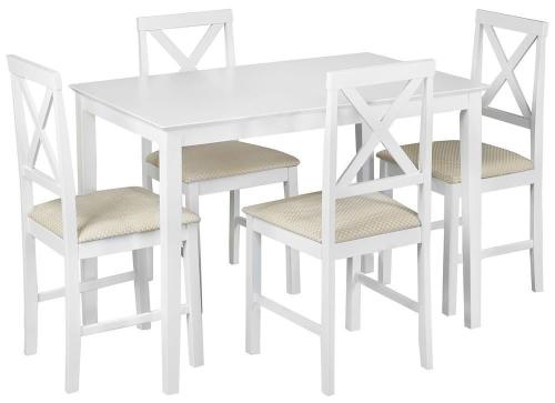 Обеденный комплект Хадсон, стол и 4 стула, белый/ткань кремовый