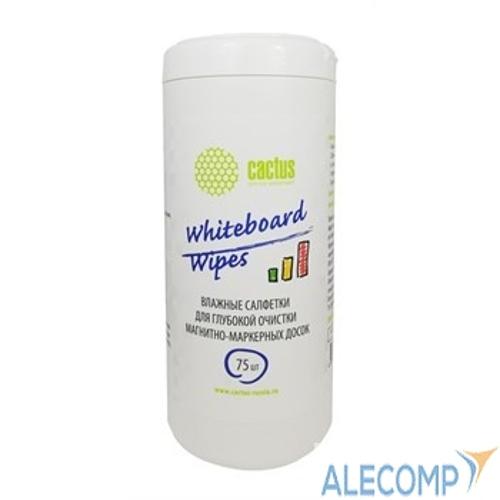CACTUS CS-WB075 Салфетки для маркерных досок туба 75шт влажных